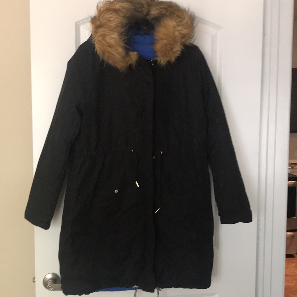 Black and Blue reversible coat Size M
